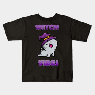 Cute Kawaii Witch Cat  Witch Vibes Wiccan Spiritual Kids T-Shirt